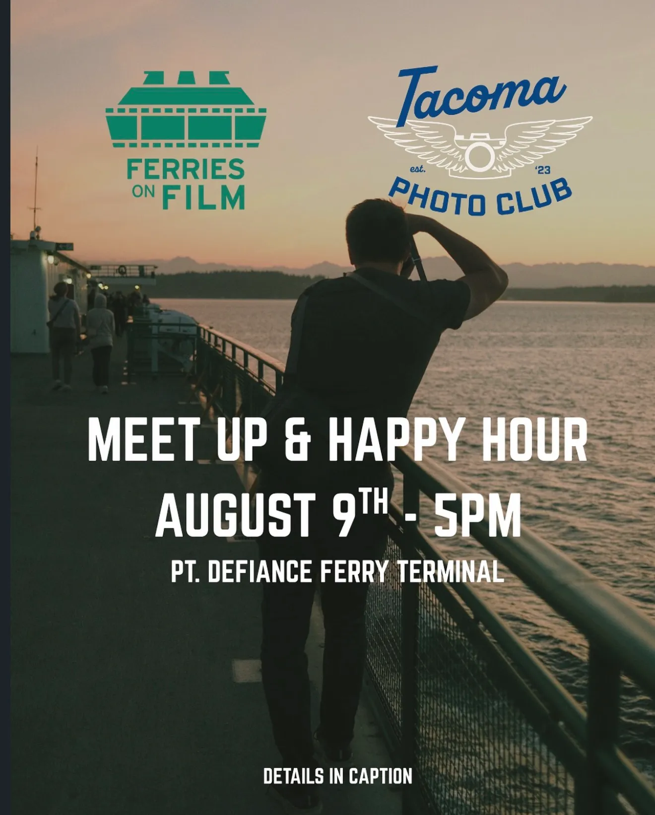 Flier for Ferries on Film — Meet Up & Happy Hour