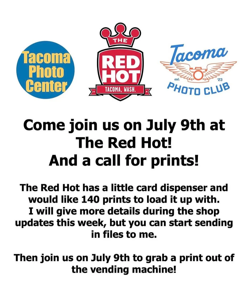 Flier for The Red Hot Meetup & Call for Prints